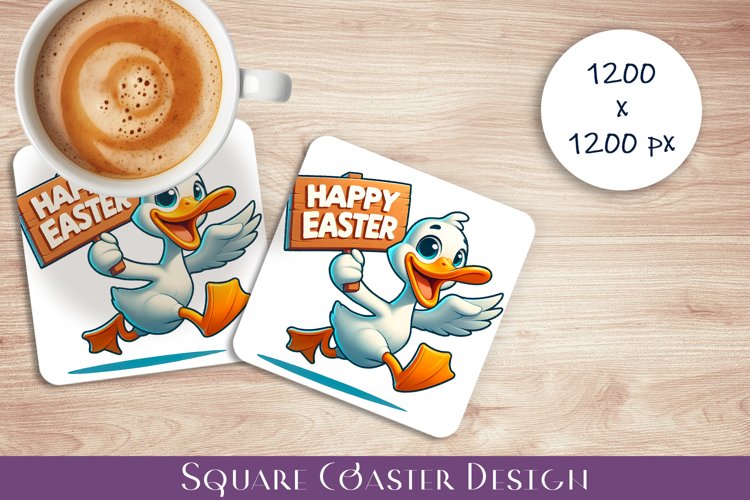 Happy Easter Square Coaster Sublimation
