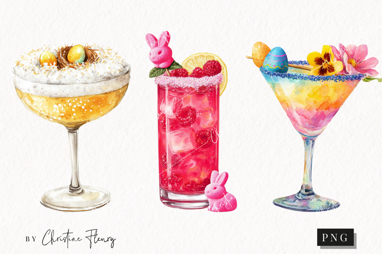 Watercolor Easter Cocktail Clipart | Easter PNG