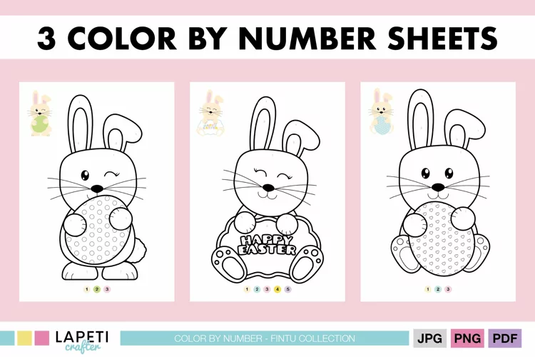 Easter Color by Number | Bunny Coloring Pages for Kids