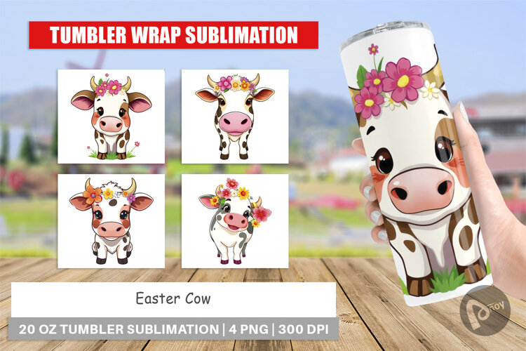Tumbler Easter Cow example image 1