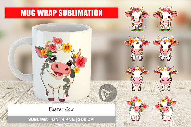 Mug Wrap Easter Cow example image 1