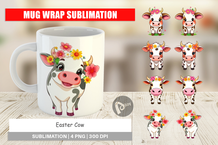 Mug Wrap Easter Cow