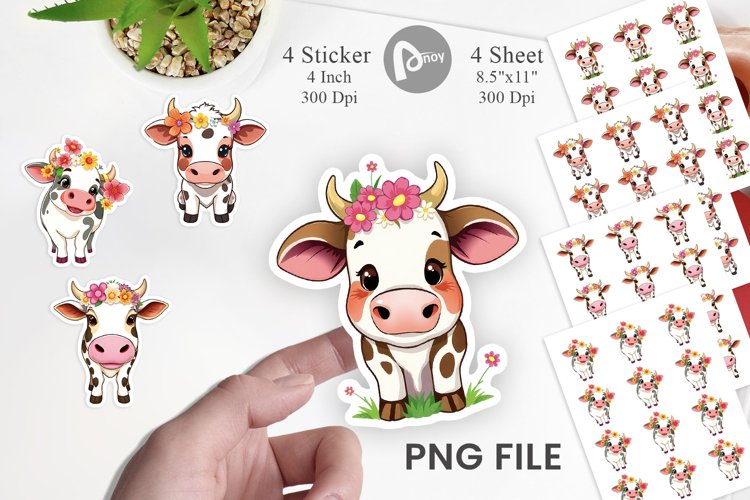 Easter Cow Sticker