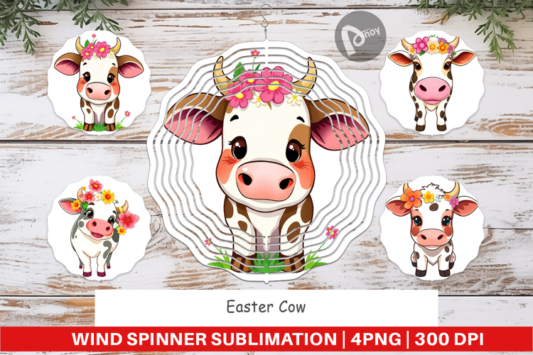 Wind Spinner Easter Cow