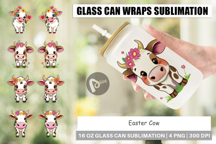 Glass Can Easter Cow
