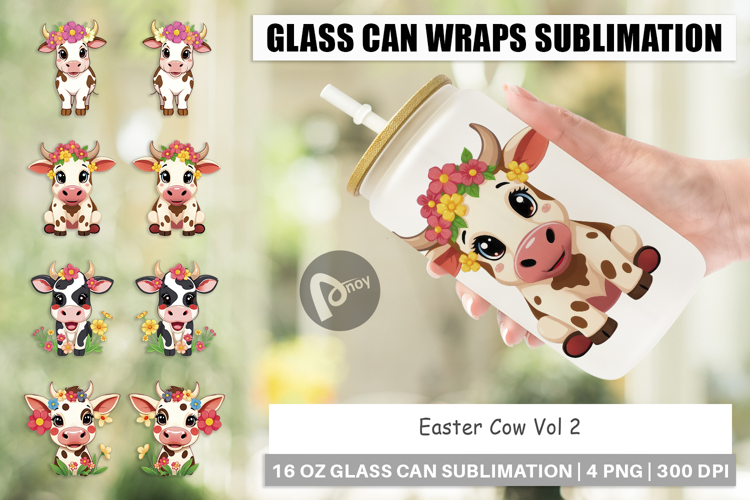 Glass Can Easter Cow