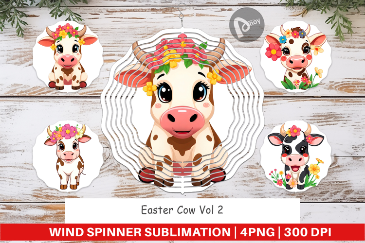 Wind Spinner Easter Cow