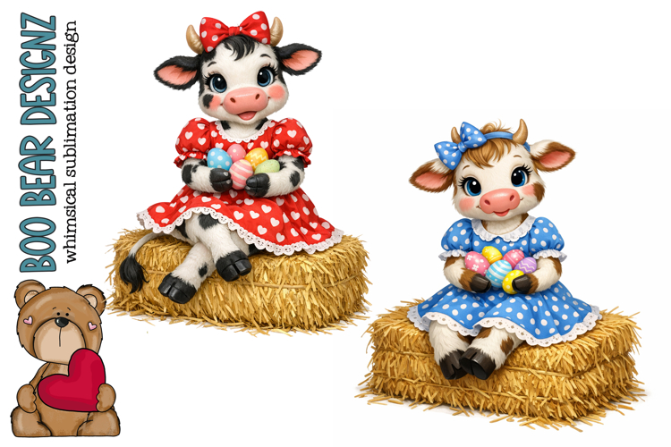 Sweet Little Easter Cows Clipart