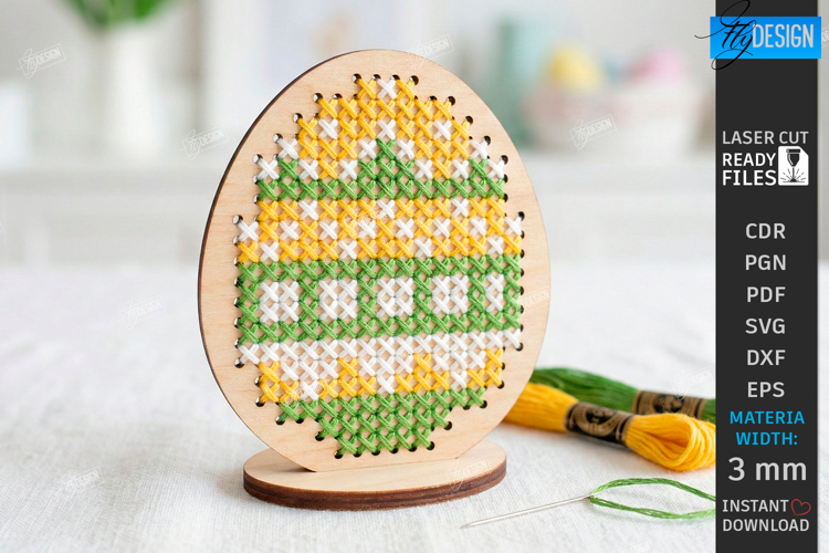 Easter Cross Stitch Ornament Laser Cut | Embroidery Blank