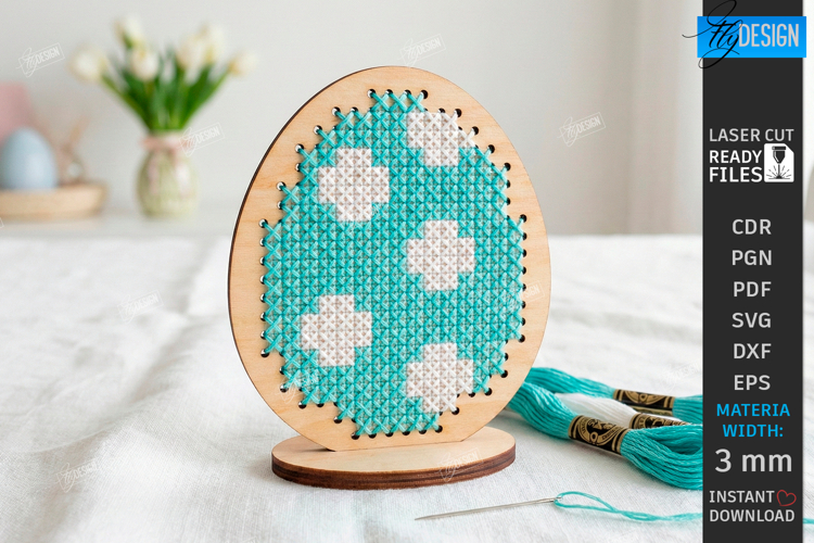 Easter Cross Stitch Ornament Laser Cut | Embroidery Blank