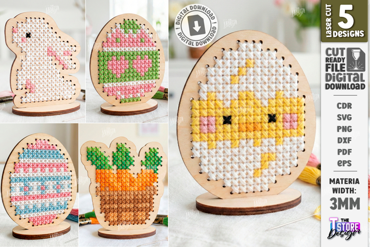 Easter Cross Stitch Laser Cut Bundle | Embroidery Blank SVG