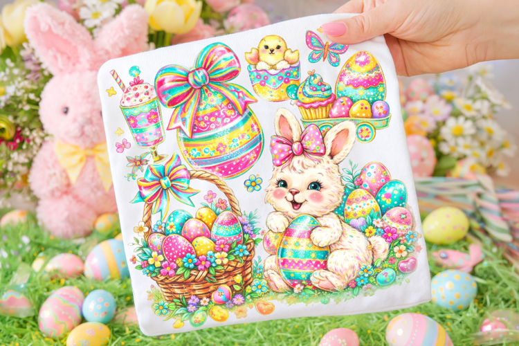 Bunny Easter PNG, Happy Easter PNG, Easter Egg PNG, Coquette