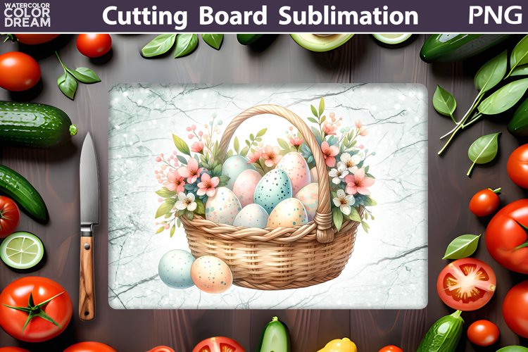 Easter Cutting Board | Basket Eggs Cutting Board