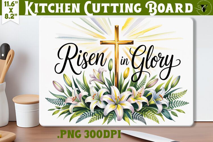 Christian Easter Kitchen Cutting Board | Risen in Glory example image 1