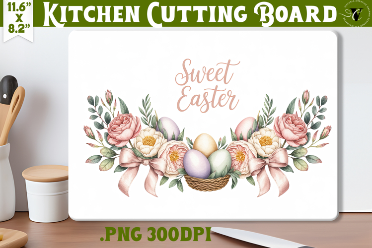 Coquette Easter Kitchen Cutting Board | Sweet Easter Desing