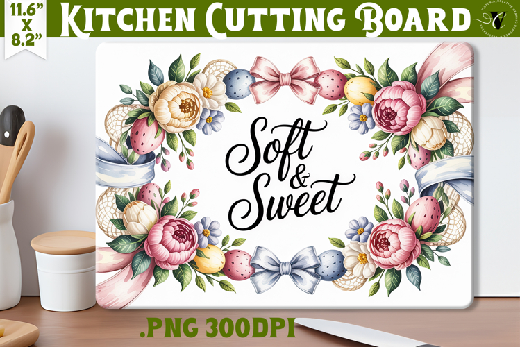 Coquette Easter Kitchen Cutting Board | Soft & Sweet PNG
