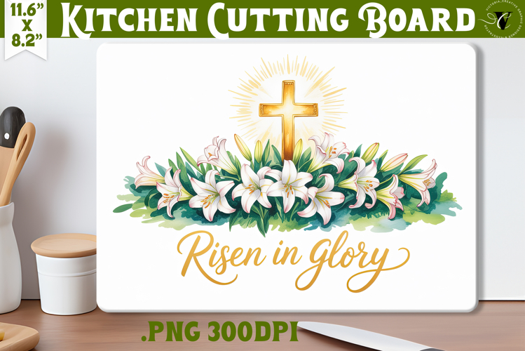 Christian Easter Kitchen Cutting Board | Risen in Glory