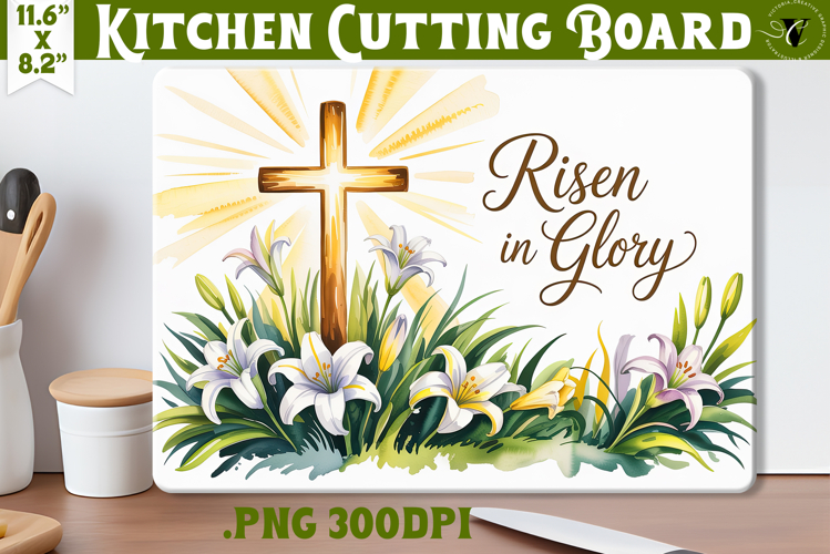 Christian Easter Kitchen Cutting Board | Risen in Glory