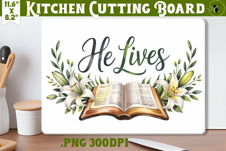 Christian Easter Kitchen Cutting Board | He lives Design