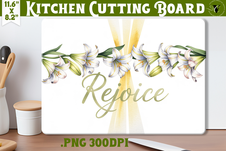 Christian Easter Kitchen Cutting Board | Rejoice design