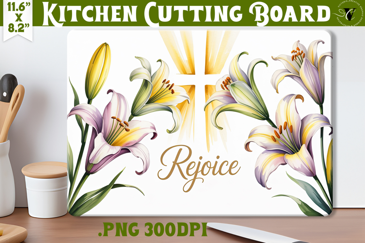 Christian Easter Kitchen Cutting Board | Rejoice design