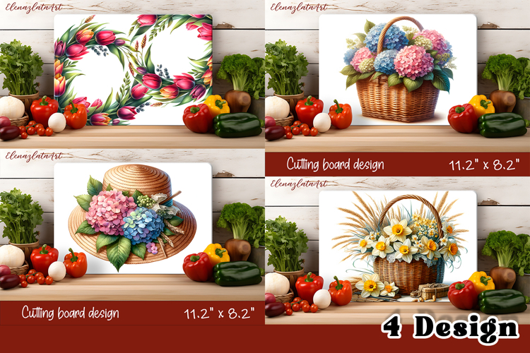 Watercolor flowers tulips Cutting Board, Easter design example image 1