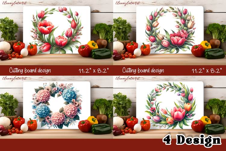 Watercolor flowers tulips Cutting Board, Easter design example image 1