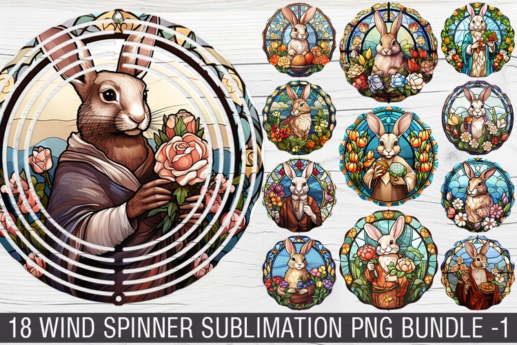 Easter Day Bunny Wind Spinner Sublimation Bundle example image 1