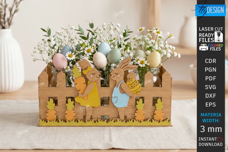 Easter Decor Laser Cut | Spring Floral Box | Easter Basket