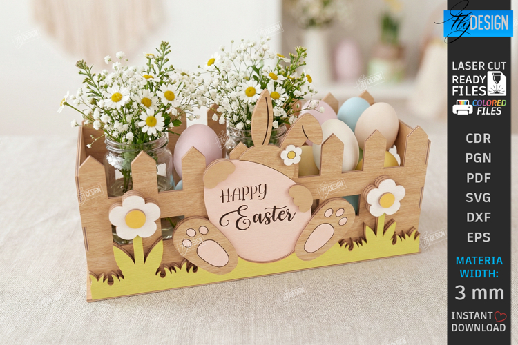 Easter Decor Laser Cut | Spring Floral Box | Easter Basket