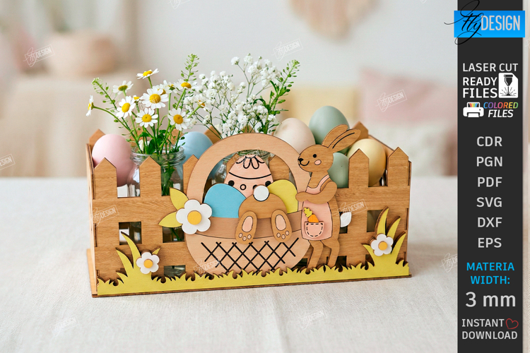 Easter Decor Laser Cut | Spring Floral Box | Easter Basket