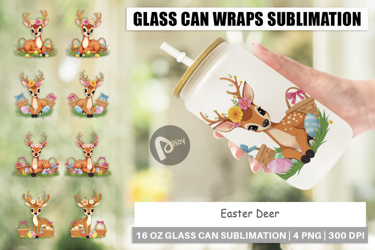Glass Can Easter Deer