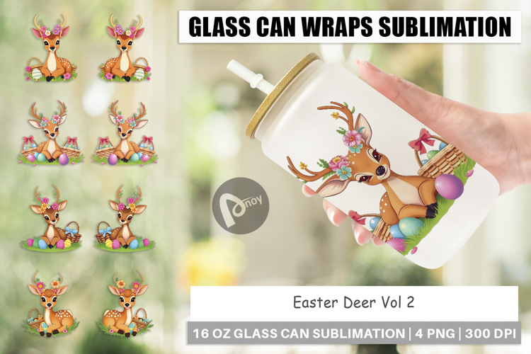 Glass Can Easter Deer
