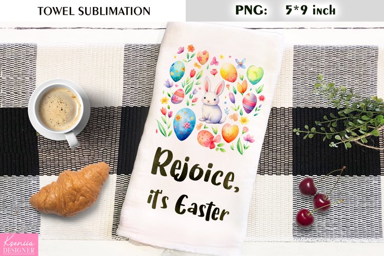 Watercolor Easter Rabbit and Eggs|Easter Quotes|Towel Design