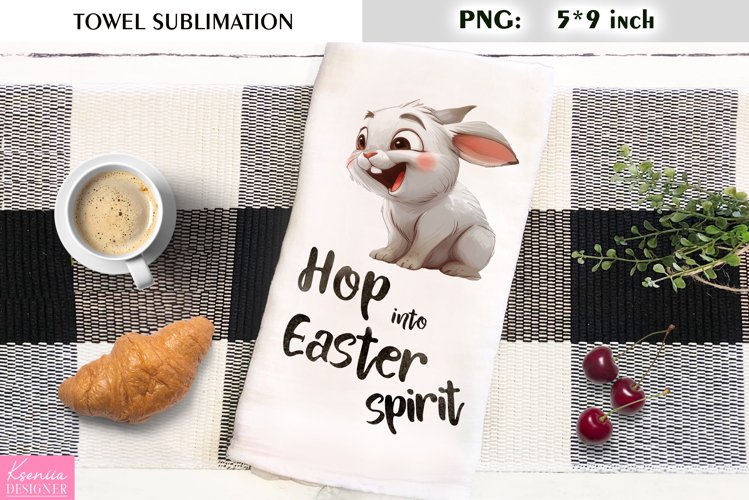 Funny Easter Quotes|Smiling Bunny Towel Sublimation example image 1