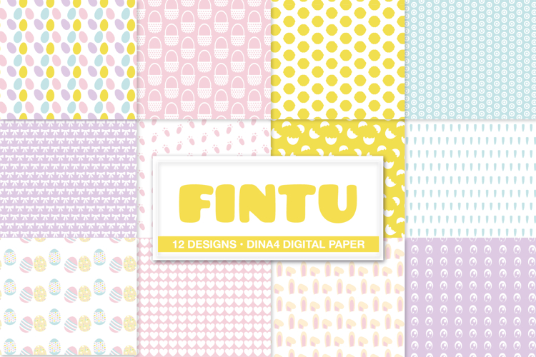 Pastel Easter digital paper set, Spring printable background