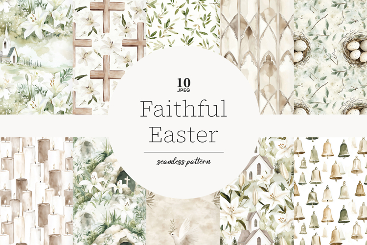 Easter Digital Paper | Religious Cross Seamless Patterns