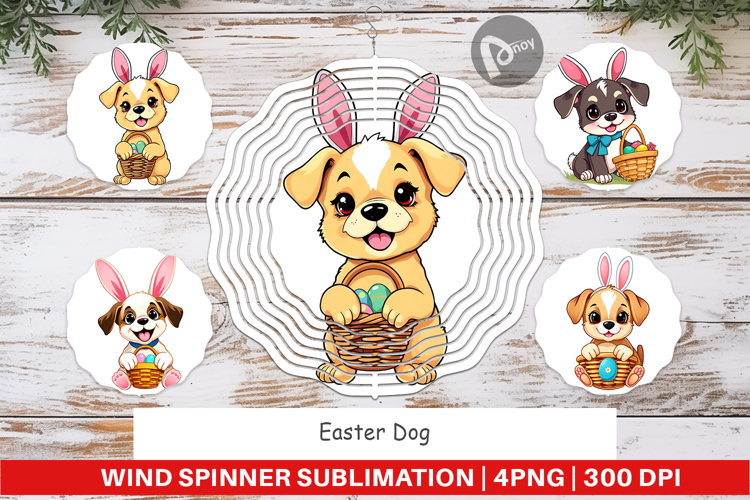 Wind Spinner Easter Dog