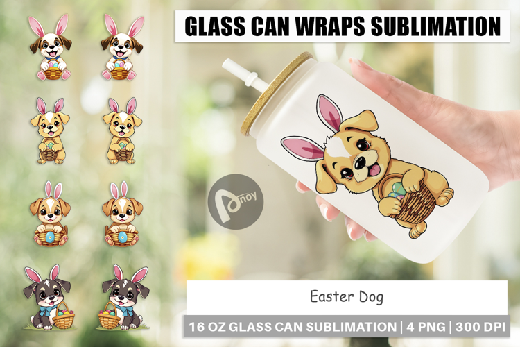 Glass Can Easter Dog
