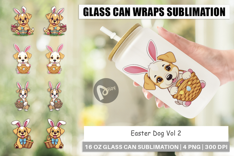 Glass Can Easter Dog
