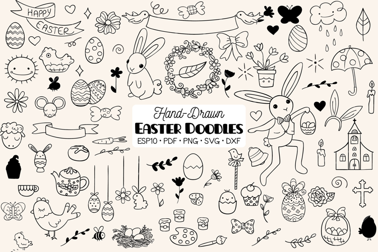 Easter Doodles | Egg, Bunny, Flower, Sheep, Chocolate, Chick