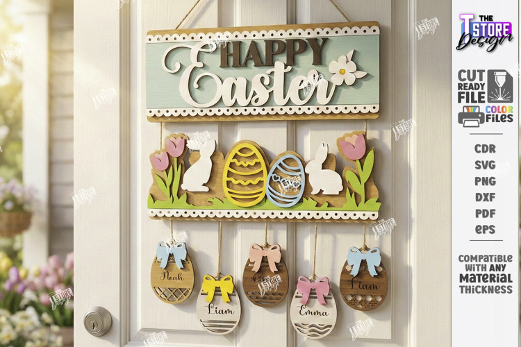 Easter Door Hanger Laser Cut | Door Basket Planter | Spring