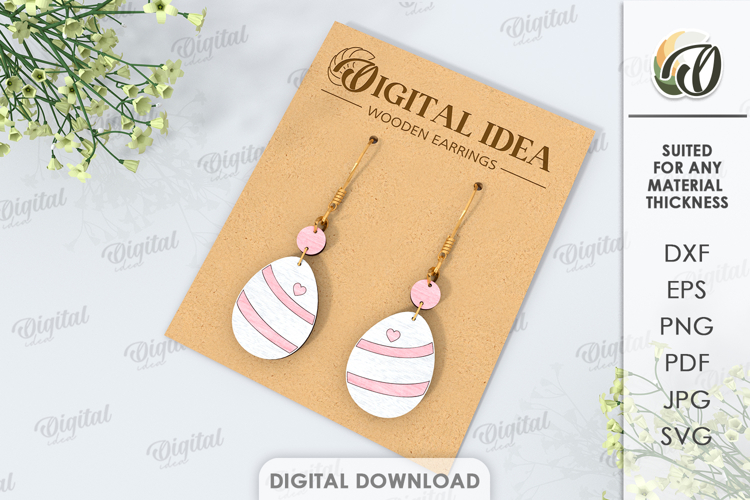 Easter Drop Earrings Laser Cut. Dangle Earrings SVG