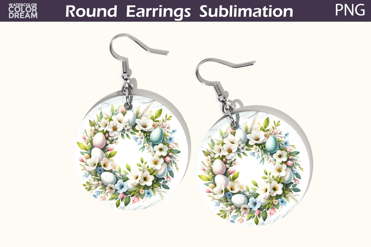 Easter Round Earrings | Easter Wreath Earrings