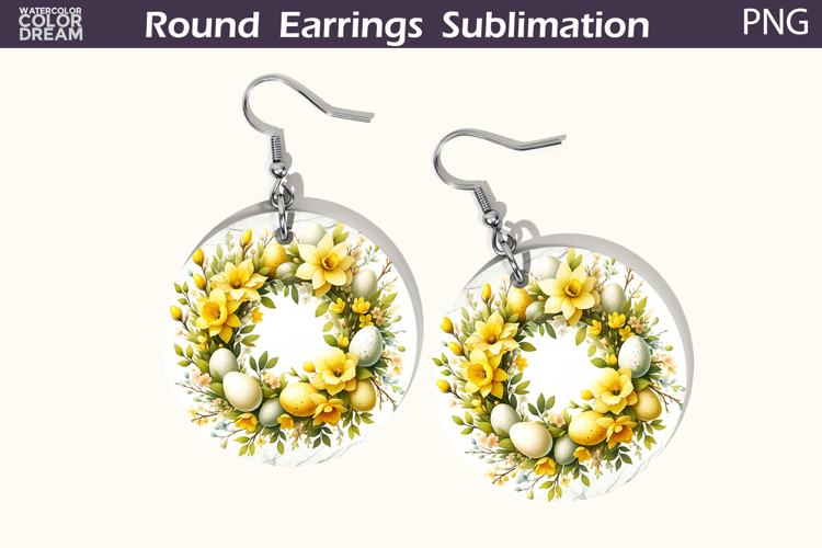 Easter Round Earrings | Easter Wreath Earrings