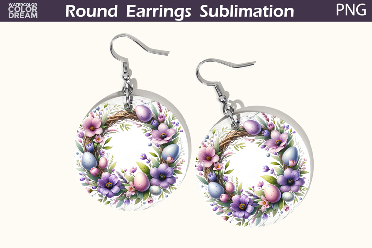 Easter Round Earrings | Easter Wreath Earrings