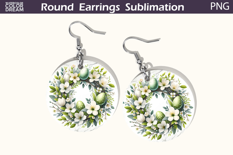 Easter Round Earrings | Easter Wreath Earrings