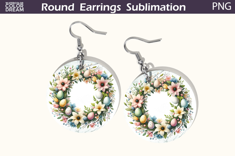 Easter Round Earrings | Easter Wreath Earrings