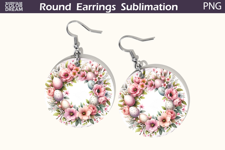 Easter Round Earrings | Easter Wreath Earrings