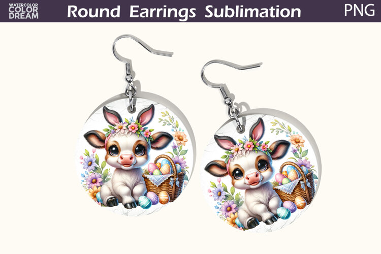 Easter Round Earrings | Easter Animal Earrings example image 1